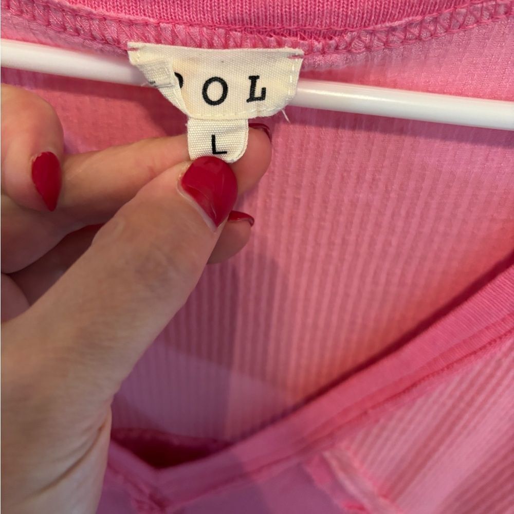 POL Pink V-Neck Oversized Tunic Top - Picture 4 of 5
